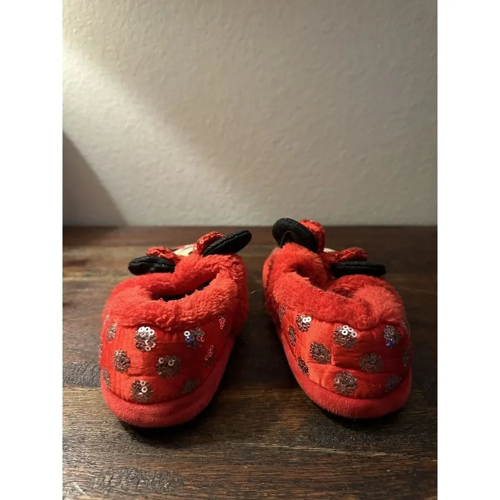 Minnie Mouse Slippers - Disney‎ Girl's (11-12 M US Little Kid, Red/White)